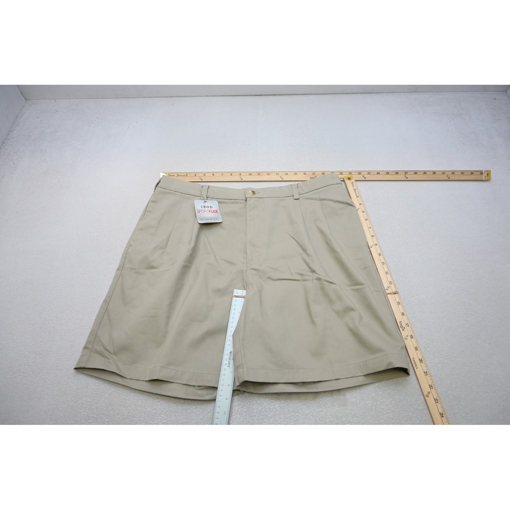 IZOD Shorts Mens 40 Khaki Sportflex No Wrinkle Double Pleated New With Tags